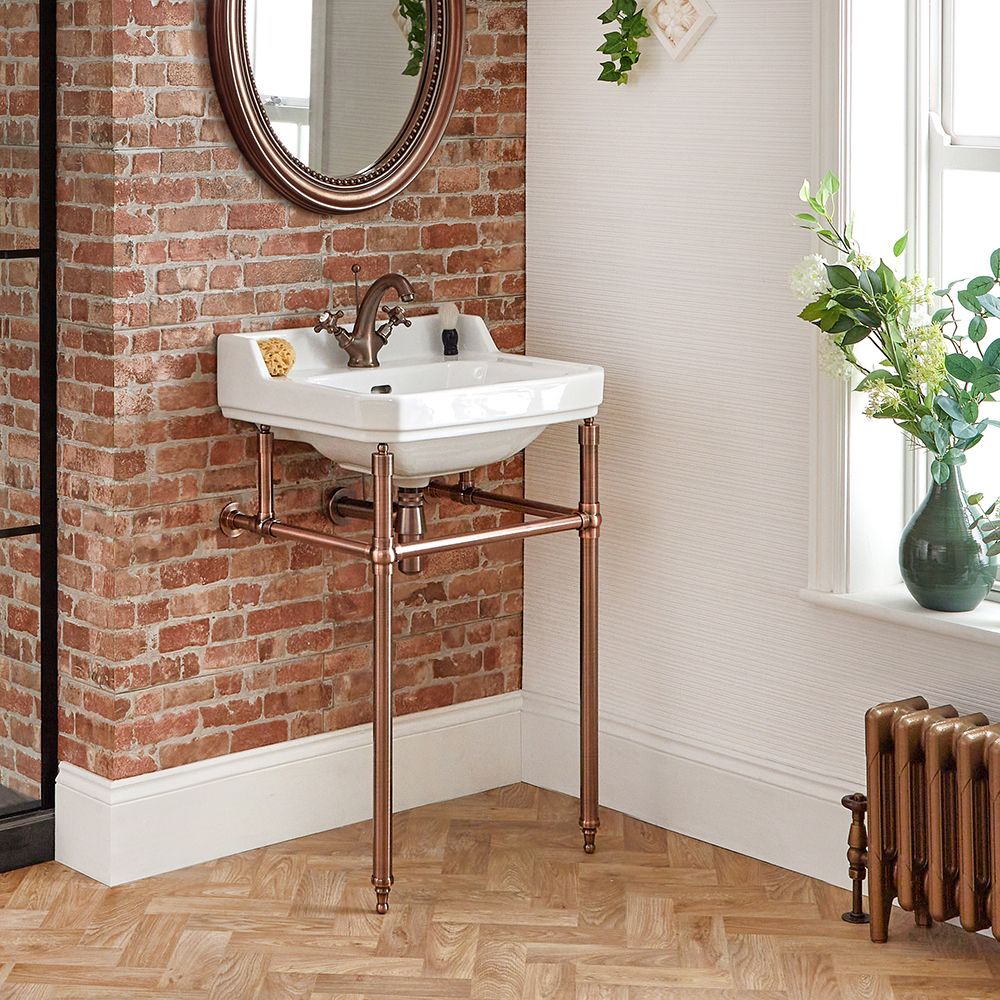 Lavabo con Consola Tradicional - 560mm - Acabado de Color Cobre (1 Agujero para la Grifería) - Richmond