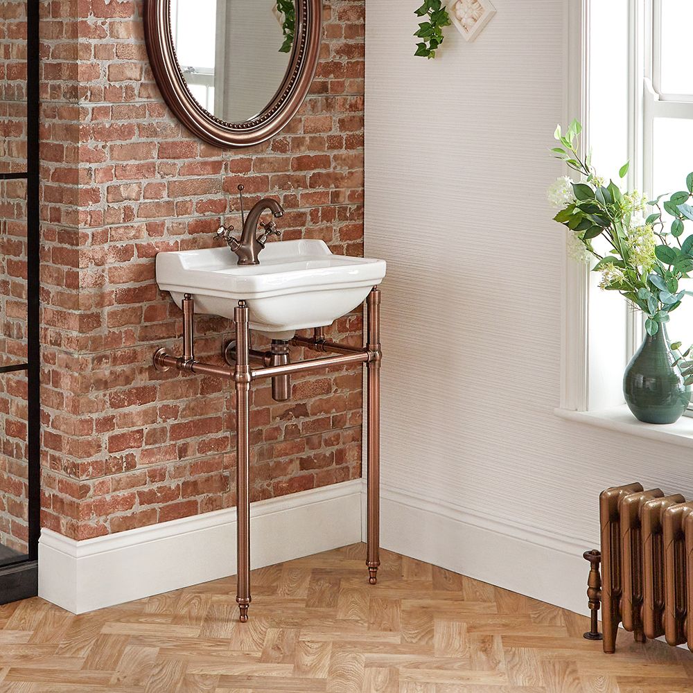 Lavabo con Consola Tradicional - 500mm - Acabado de Color Cobre (1 Agujero para la Grifería) - Richmond