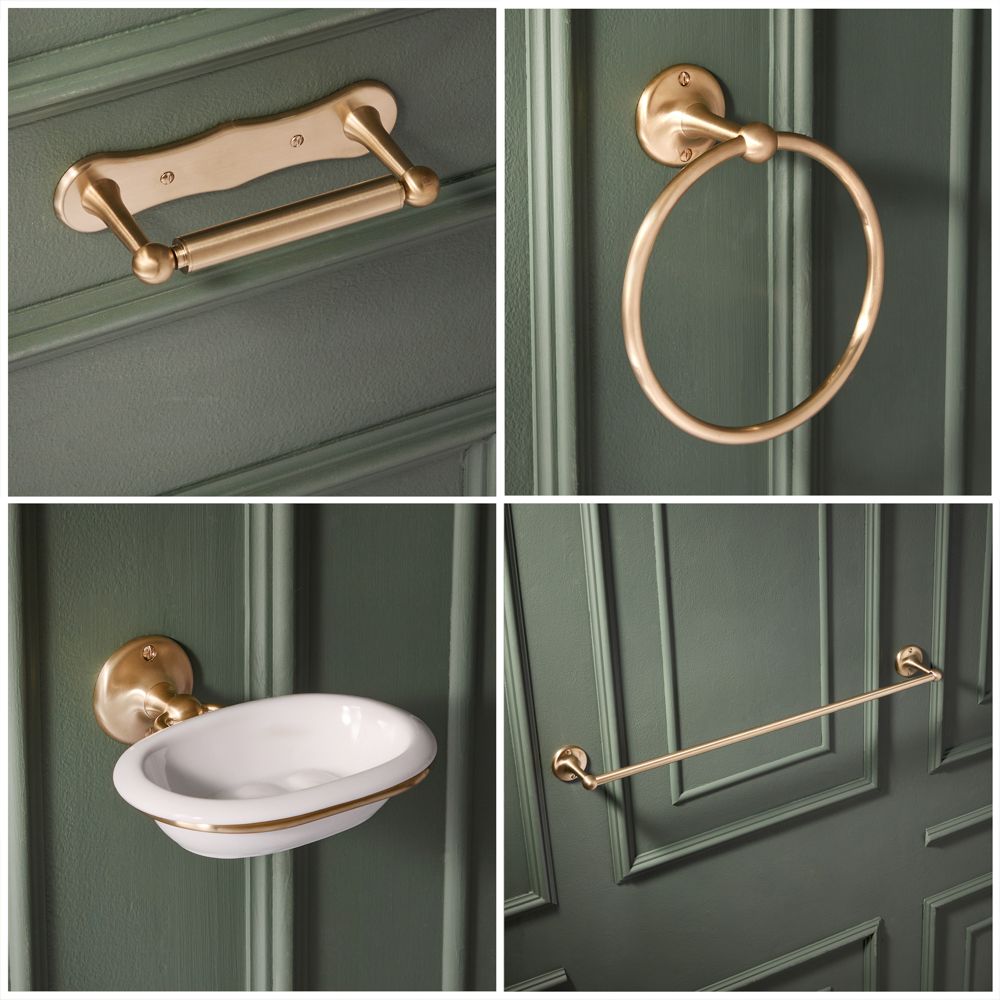 Conjunto de Accesorios para Cuarto de Baño de 4 Piezas Tradicional - Oro Satinado - Elizabeth