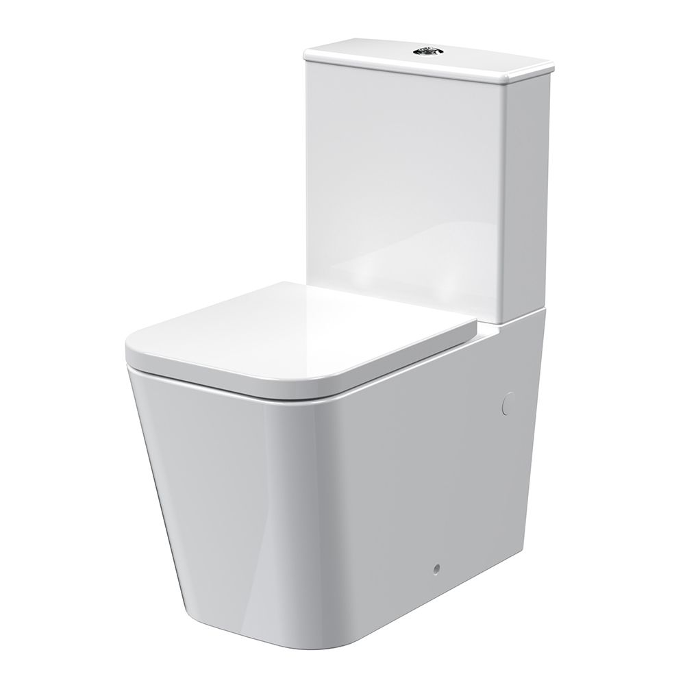 Inodoro Monobloque a Ras de la Pared Moderno Cuadrado Completo con Tapa con Cierre Amortiguado - Hudson Reed