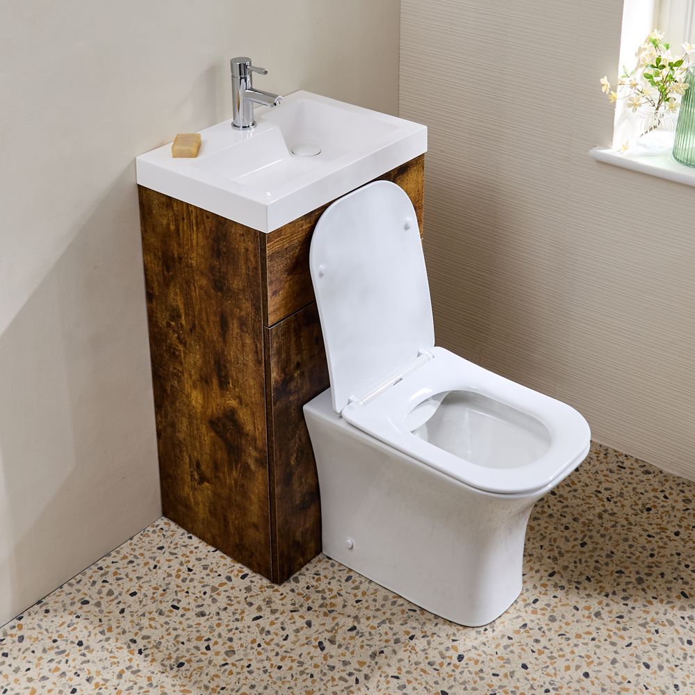 Conjunto de Baño Completo con Mueble de Lavabo y Mueble para WC  2 en 1 con Lavabo Elements, WC y WC Avenham - 500mm x 890mm - Selección de Acabados- Cluo