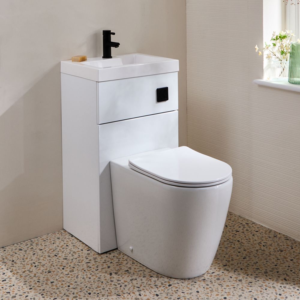 Conjunto de Baño Completo con Mueble de Lavabo y Mueble para WC  2 en 1 con Lavabo Elements y WC Brunswick - 500mm x 890mm - Selección de Acabados- Cluo