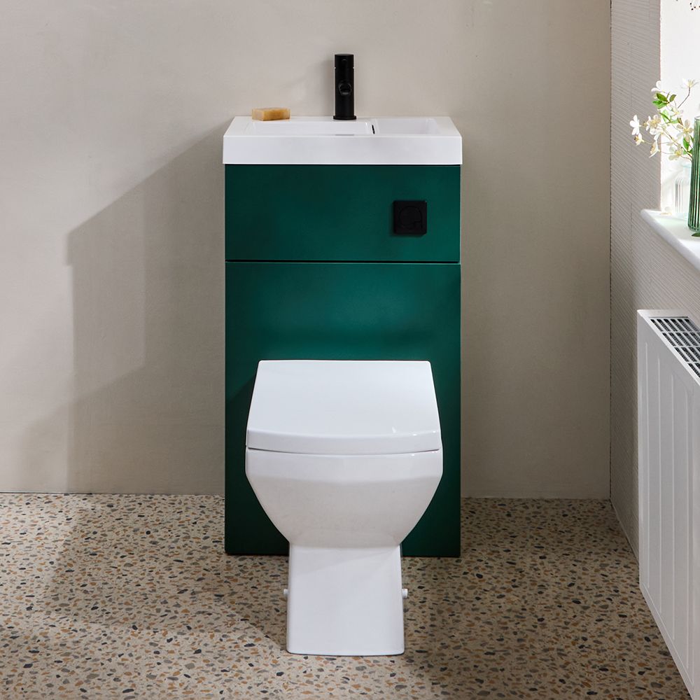 Conjunto de Baño Completo con Mueble de Lavabo y Mueble para WC  2 en 1 con Lavabo Elements, WC y WC Halwell - 500mm x 890mm - Selección de Acabados- Cluo