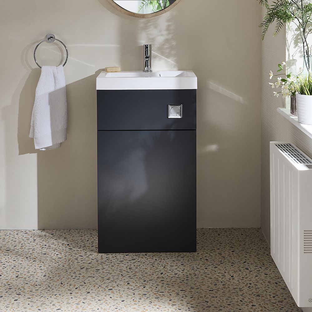 Conjunto de Baño Moderno Completo con Mueble de Lavabo y Mueble para WC (Sin Inodoro) - 500mm x 890mm - Disponible en Distintos Acabados - Cluo