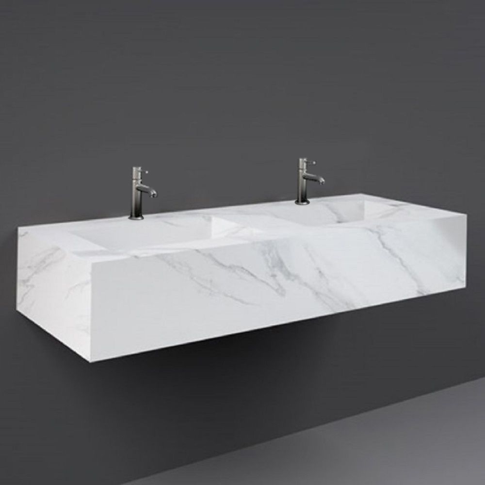Lavabo Doble Suspendido Moderno - 1230mm x 470mm - Disponible en Distintos Acabados y Opción de Agujeros para la Grifería - RAK Precious x Hudson Reed