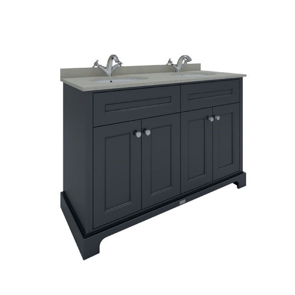 Mueble para Lavabo Tradicional de 1200mm Completo con Lavabo Doble y Encimera de Color Gris - Disponible en Distintos Acabados y con Variedad de Agujeros para la Grifería - RAK Washington x Hudson Reed