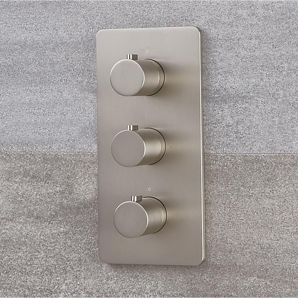 Mezclador de Ducha Termostático Triple de 3 Funciones con Desviador Moderno de Color Níquel Cepillado - Harting