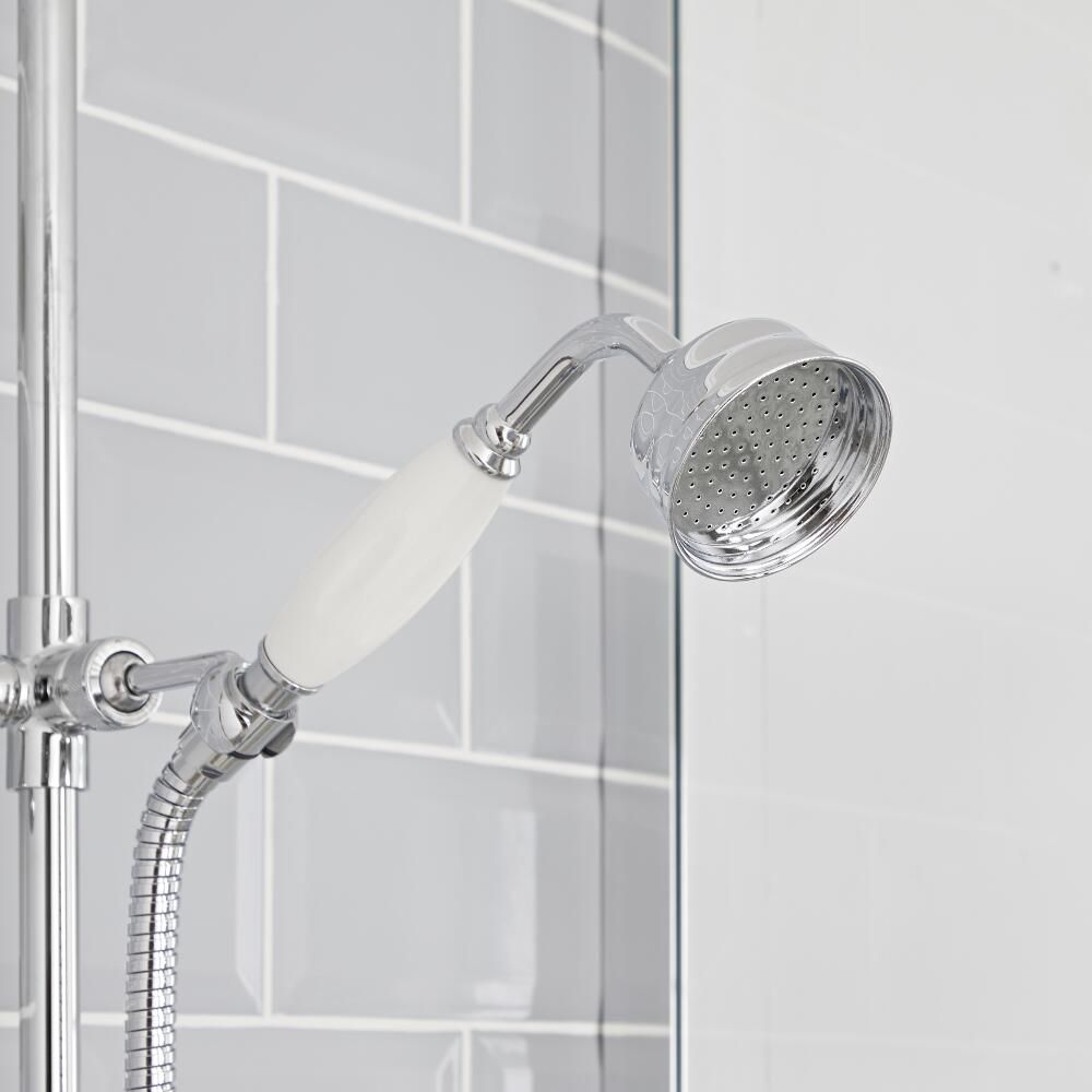 Ducha de Mano Tradicional en Latón Cromado con Pomo en Cerámica