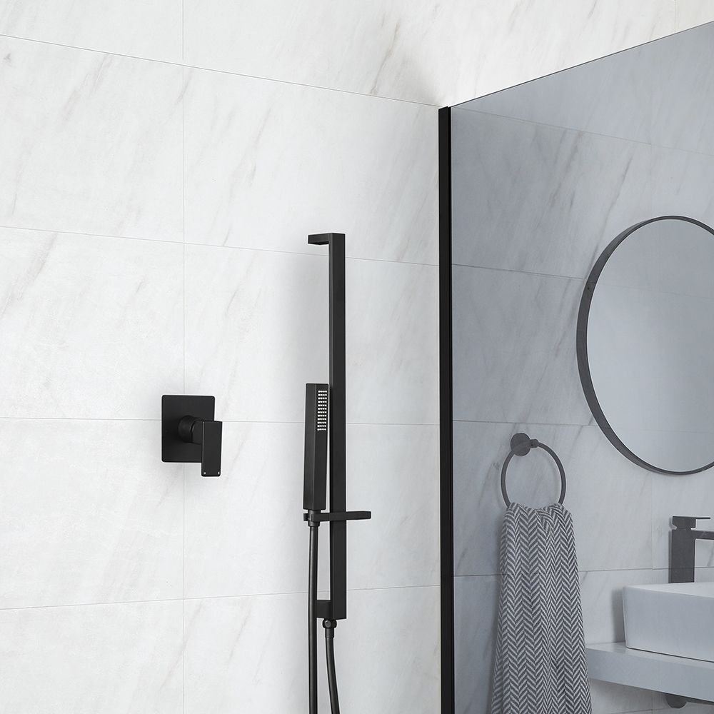 Ducha Negra con Barra de Ducha Deslizante  y Telefonillo de Ducha  (1 Salida) - Preto