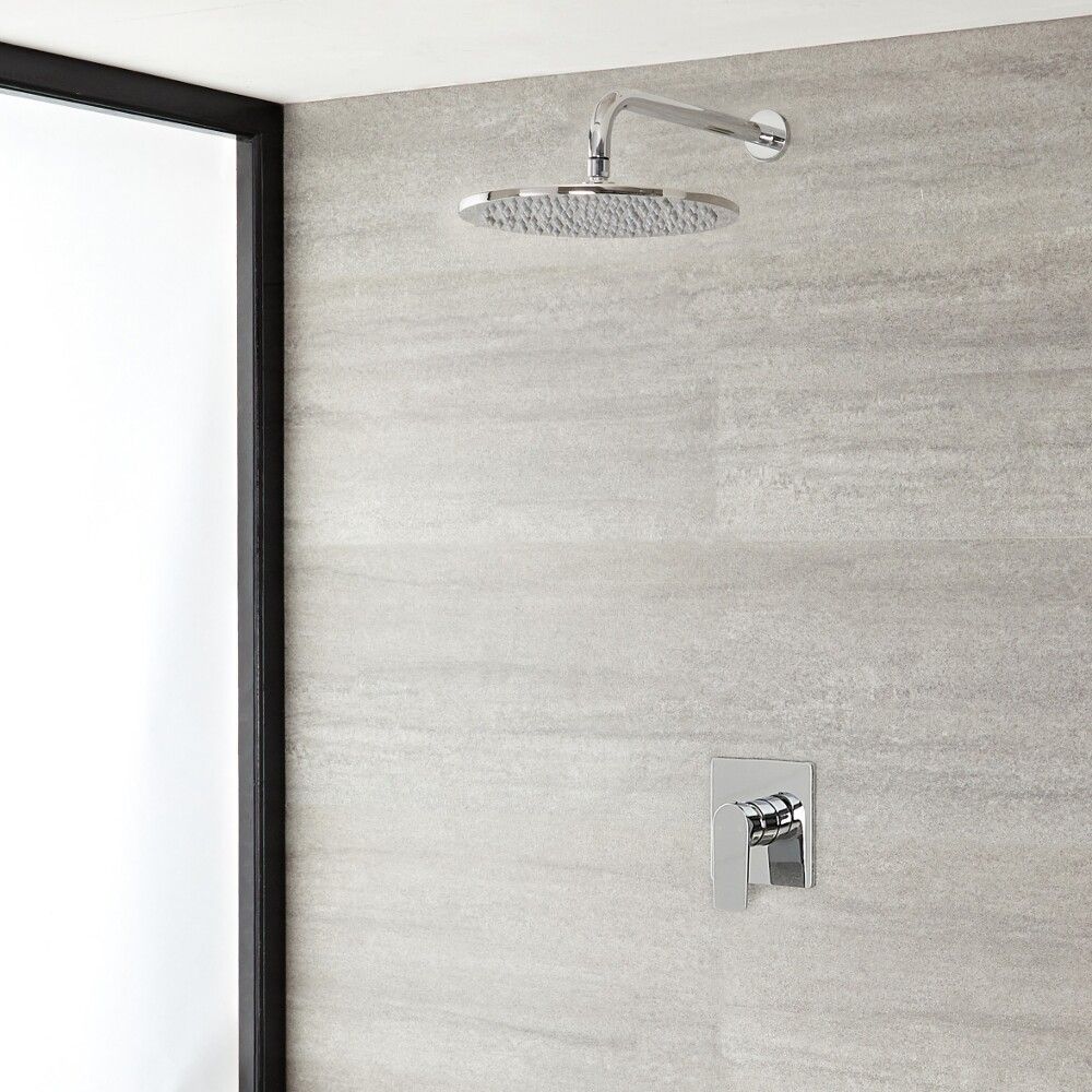 Conjunto de Ducha con Mezclador de Ducha Manual de 1 Función y Alcachofa de Ducha Redonda de 300mm Cromado - Harting