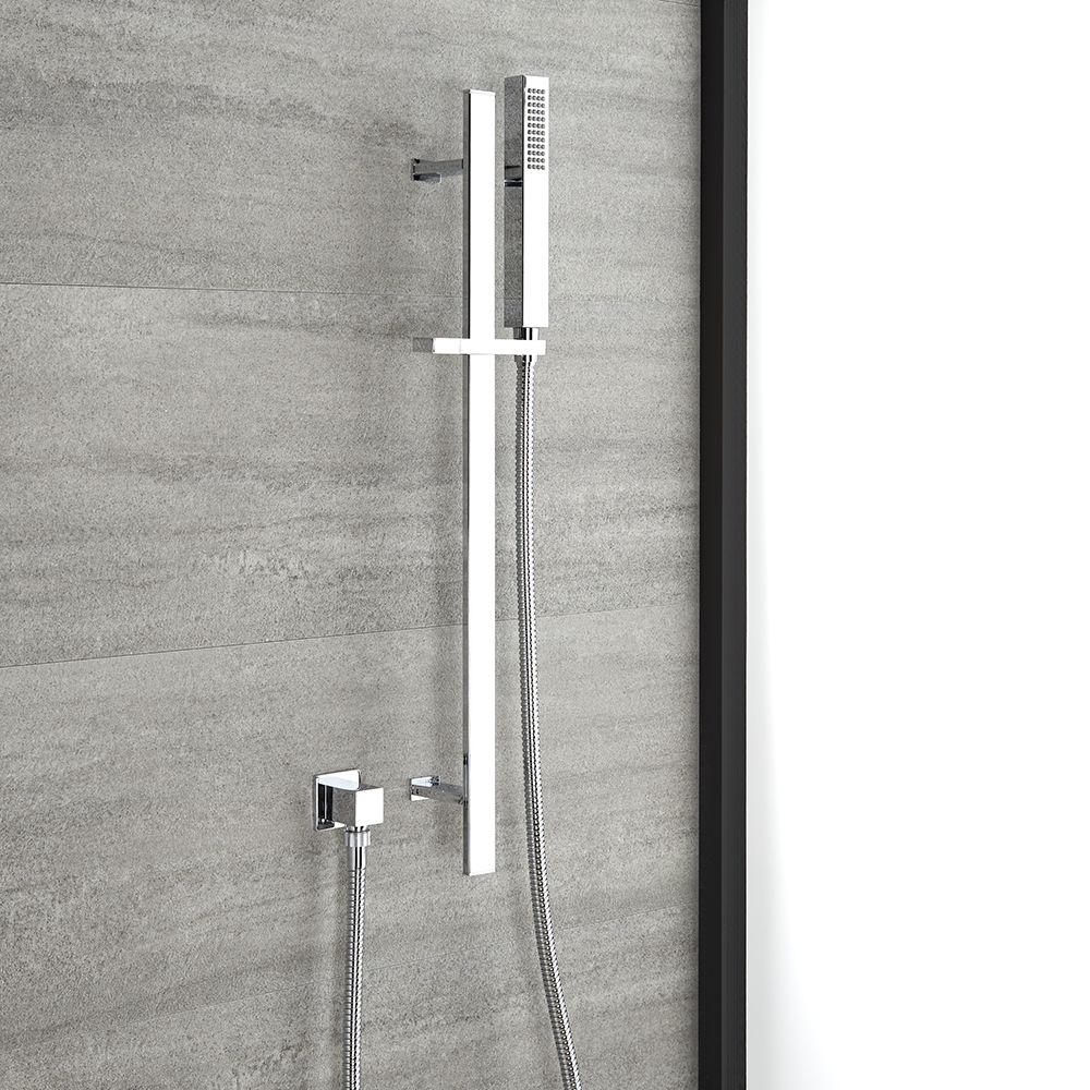 Barra de Ducha Deslizante Moderna Completa con Ducha de Mano y Codo de Salida - Acabado Cromado - Kubix