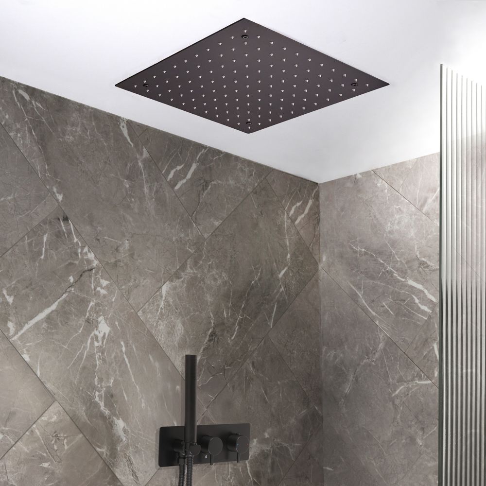 Mezclador de Ducha Termostático Moderno con Desviador, Alcachofa de Ducha Empotrable y Telefonillo (2 Salidas) - Disponible en Distintos Acabados - Otto