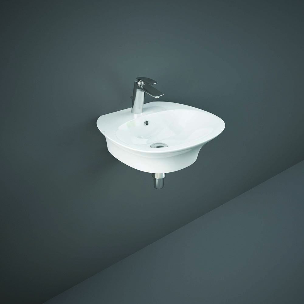 Lavabo Suspendido Moderno Blanco Lúcido  - 500mm x 460mm (1 Agujero para la Grifería)  - RAK Sensation x Hudson Reed