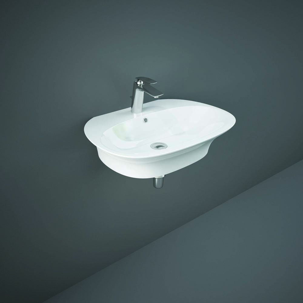 Lavabo Suspendido Moderno Blanco Lúcido  - 600mm x 460mm (1 Agujero para la Grifería)  - RAK Sensation x Hudson Reed