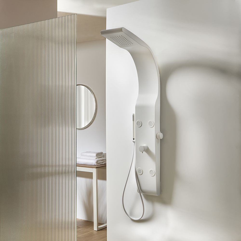 Panel de Ducha Moderno con Alcahofa de Ducha, Telefonillo de Ducha y Jets de Hidromasaje - Blanco - Alston