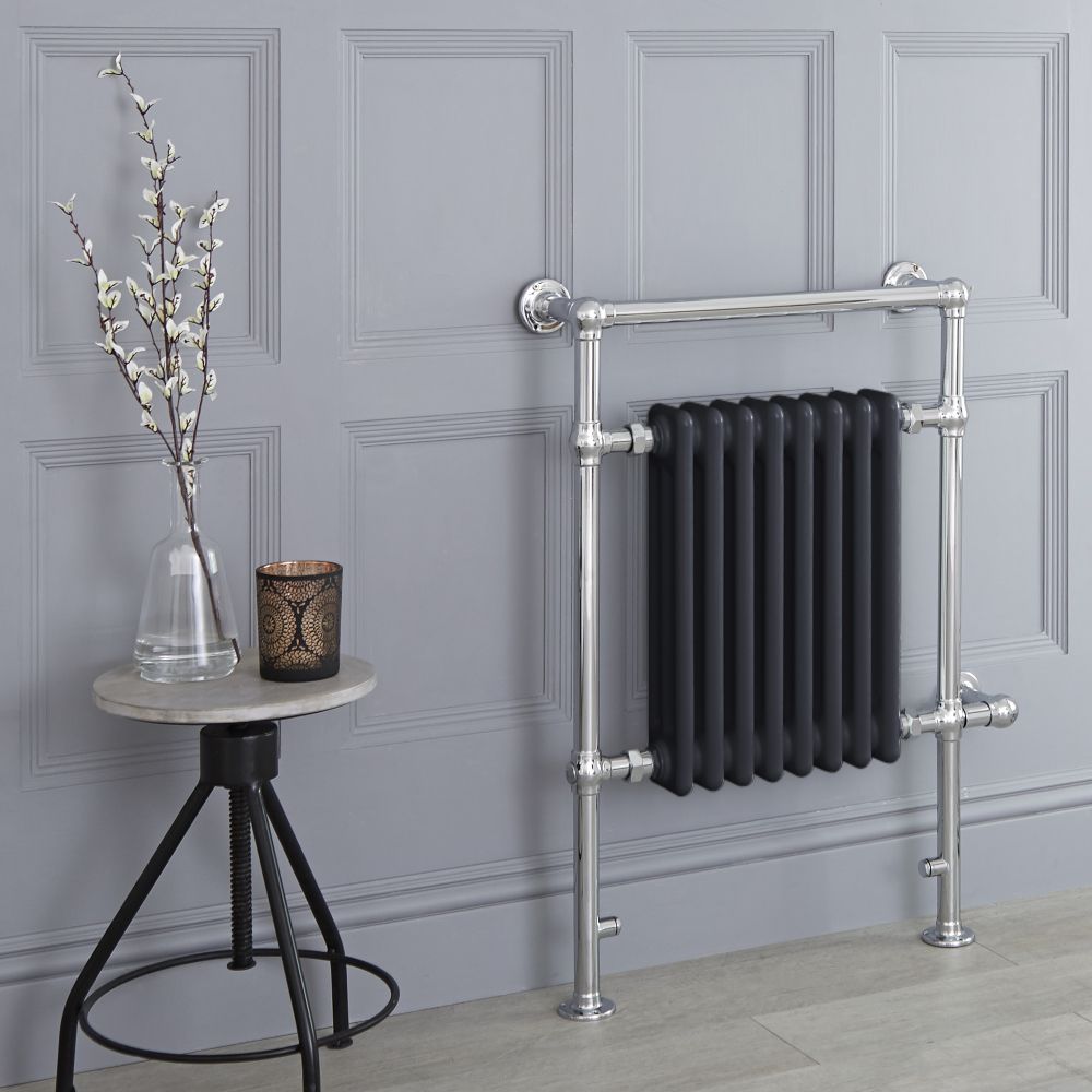 Radiador Toallero Tradicional con Elemento Eléctrico de 600 Watt - Antracita - 930mm x 620mm - Elizabeth