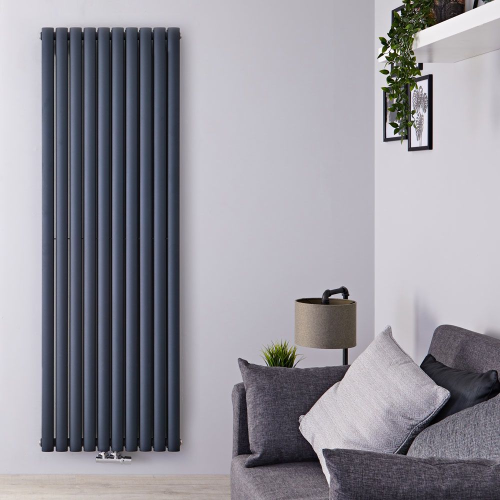 Radiador de Diseño Vertical con Conexión Central (Panel Doble) - 1780mm x 590 mm - Antracita - Revive Caldae