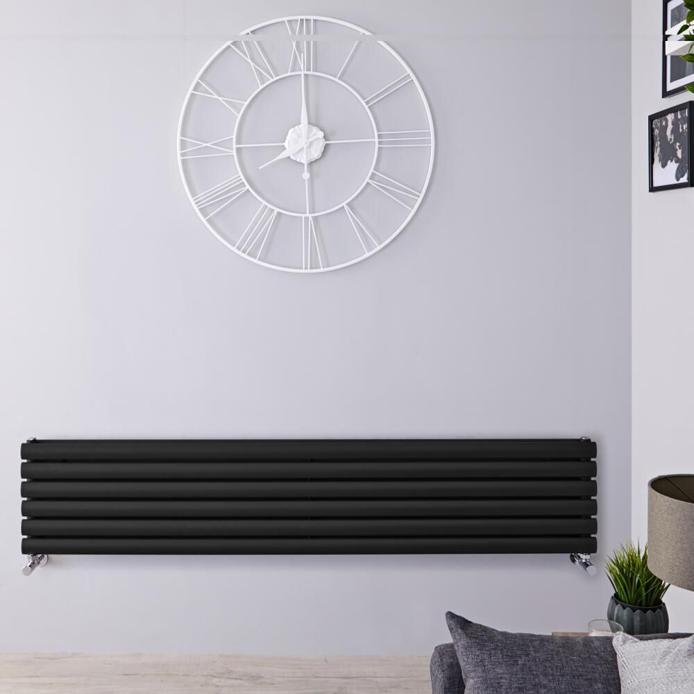 Radiador de Diseño Horizontal (Panel Doble) - 354mm x 1780 mm - Negro Mate - Revive
