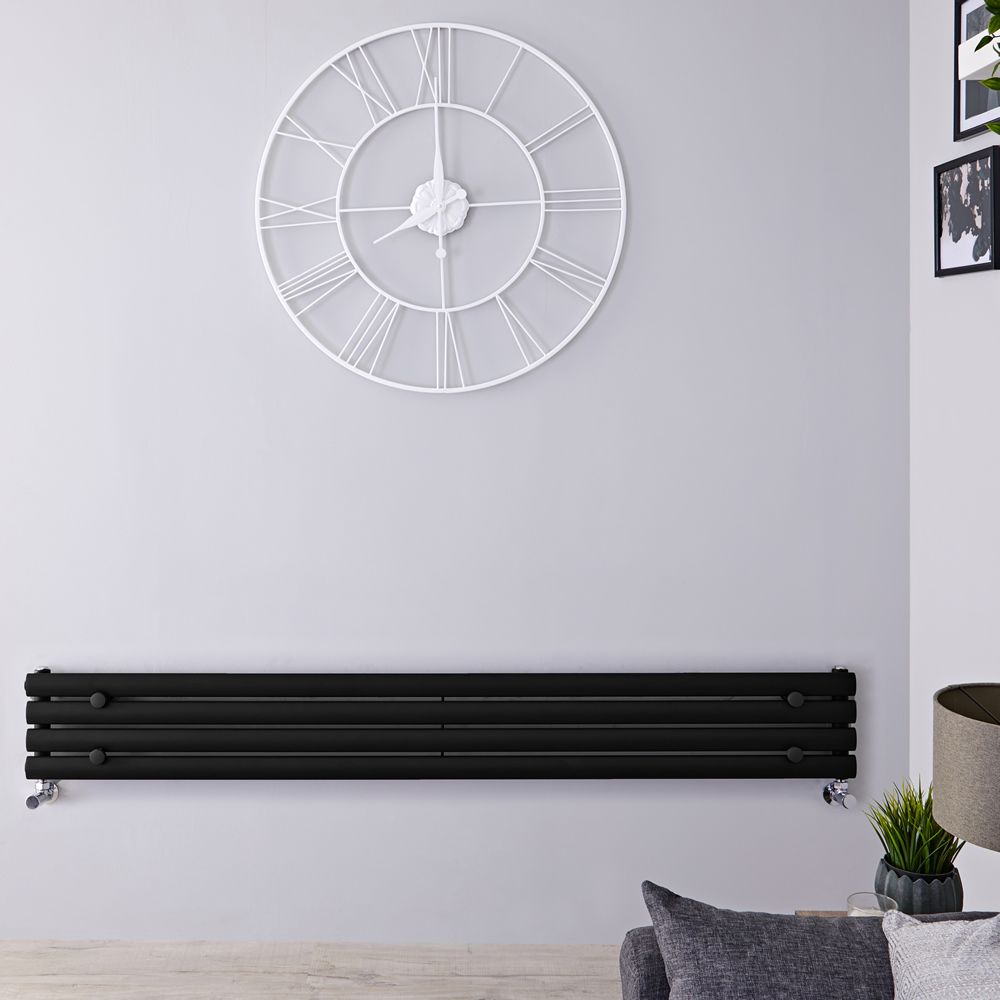 Radiador de Diseño Horizontal (Panel Único) - 236mm x 1780 mm - Negro Mate - Revive