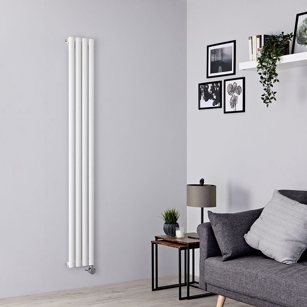 Radiador de Diseño Eléctrico Vertical (Panel Único) Blanco de 1780mm x 236mm con Elemento Eléctrico de 800W - Revive