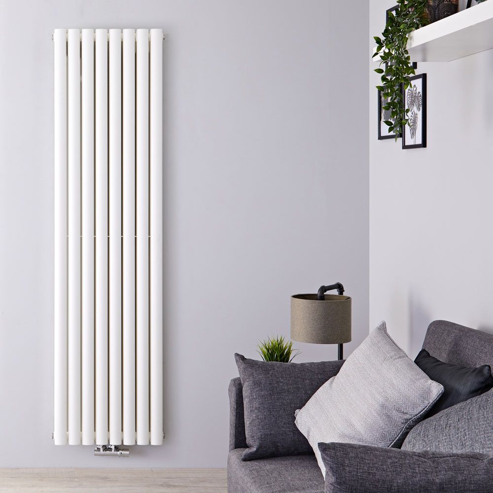 Radiador de Diseño Vertical con Conexión Central (Panel Doble) - 1780mm x 472 mm - Blanco - Revive Caldae