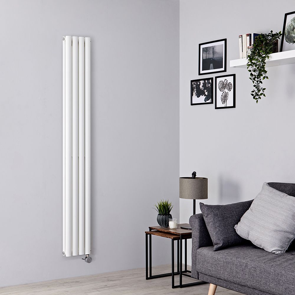Radiador de Diseño Eléctrico Vertical (Panel Doble) Blanco de  1780mm x 236mm con Elemento Eléctrico de 1200W - Revive