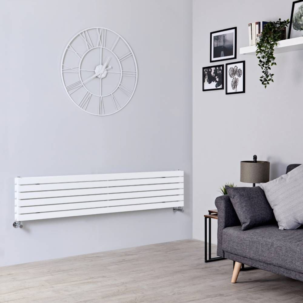 Radiador de Diseño Horizontal (Panel Doble) - 354mm x 1780 mm - Blanco - Sloane