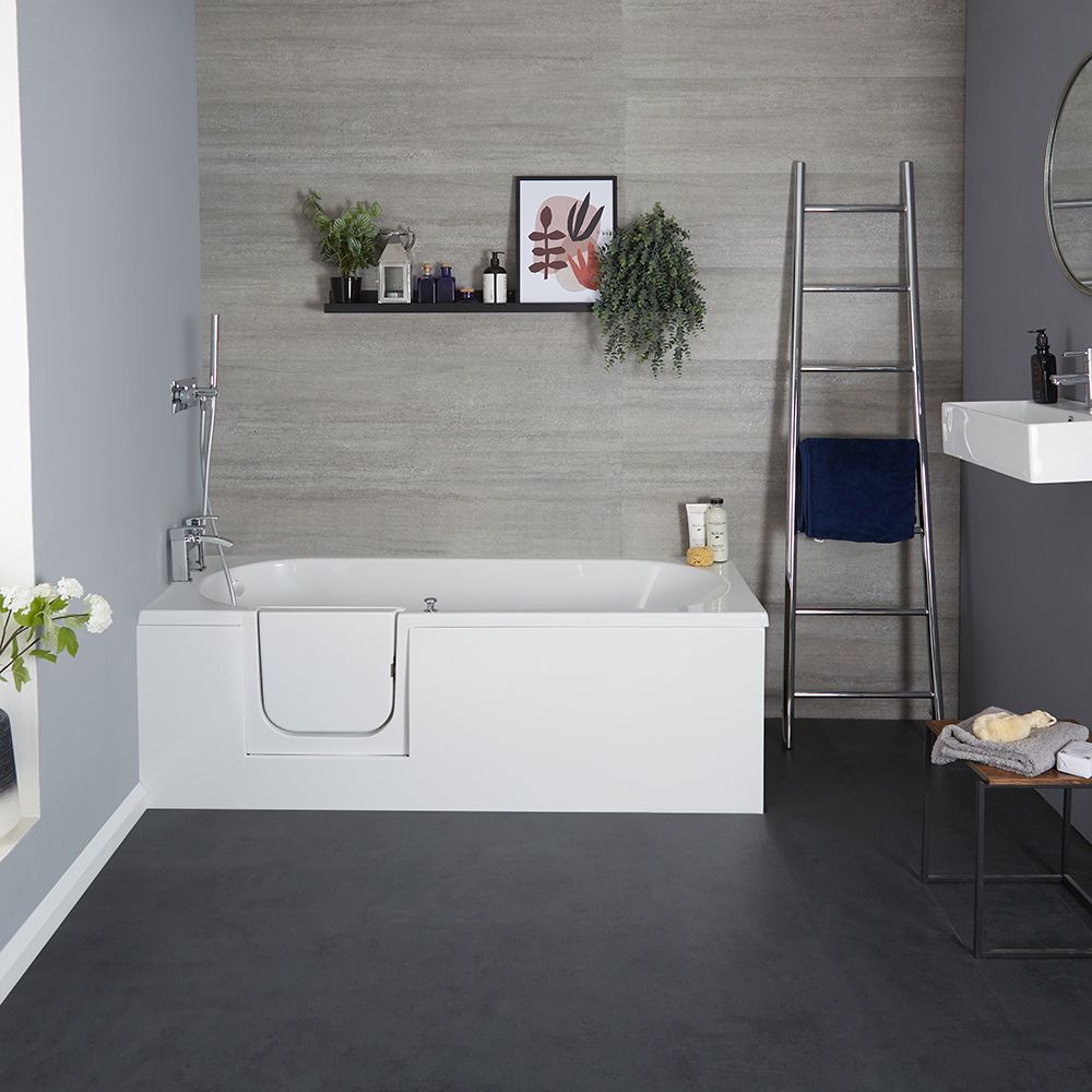 Bañera con Puerta para un Fácil Acceso con Faldones  -  1700mm x 700mm  Disponible en Versión Izquierda y Derecha - Merso