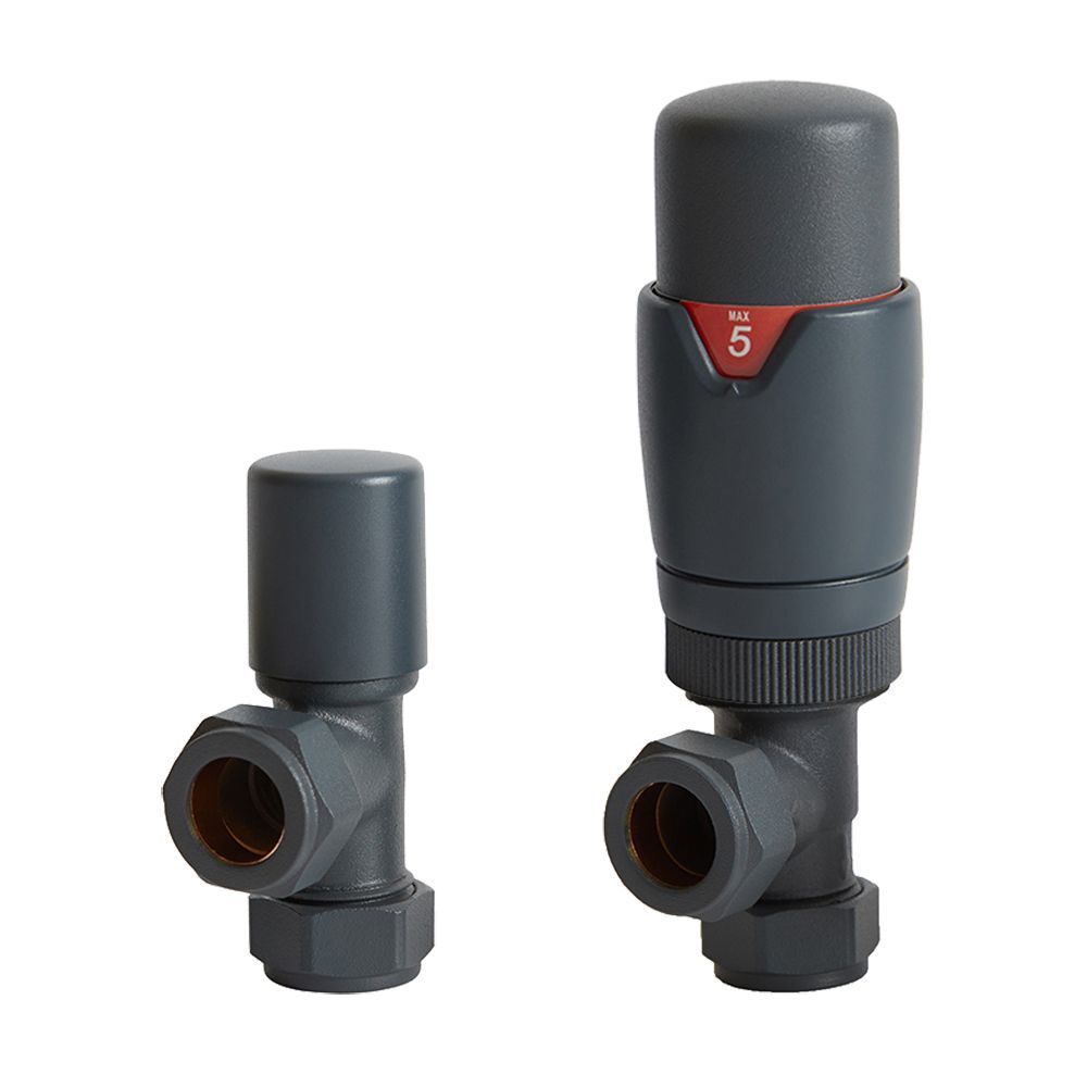 Llaves para Radiador Termostáticas Angulares con Detentor - Disponibles en Distintos Acabados