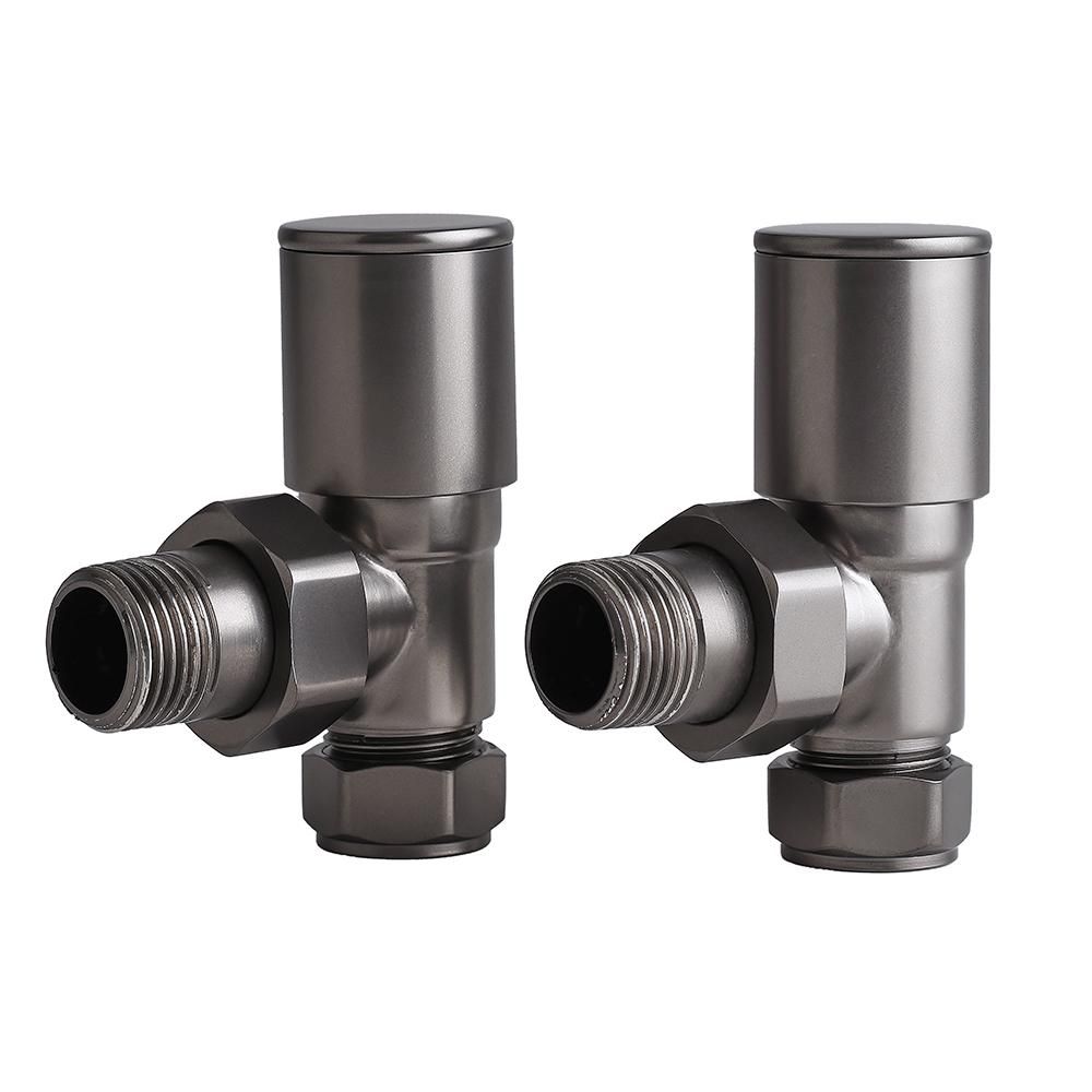 Par de Llaves para Radiador Angulares con Acabado de Color Gris Metalizado Para Tubos de Cobre de 15mm