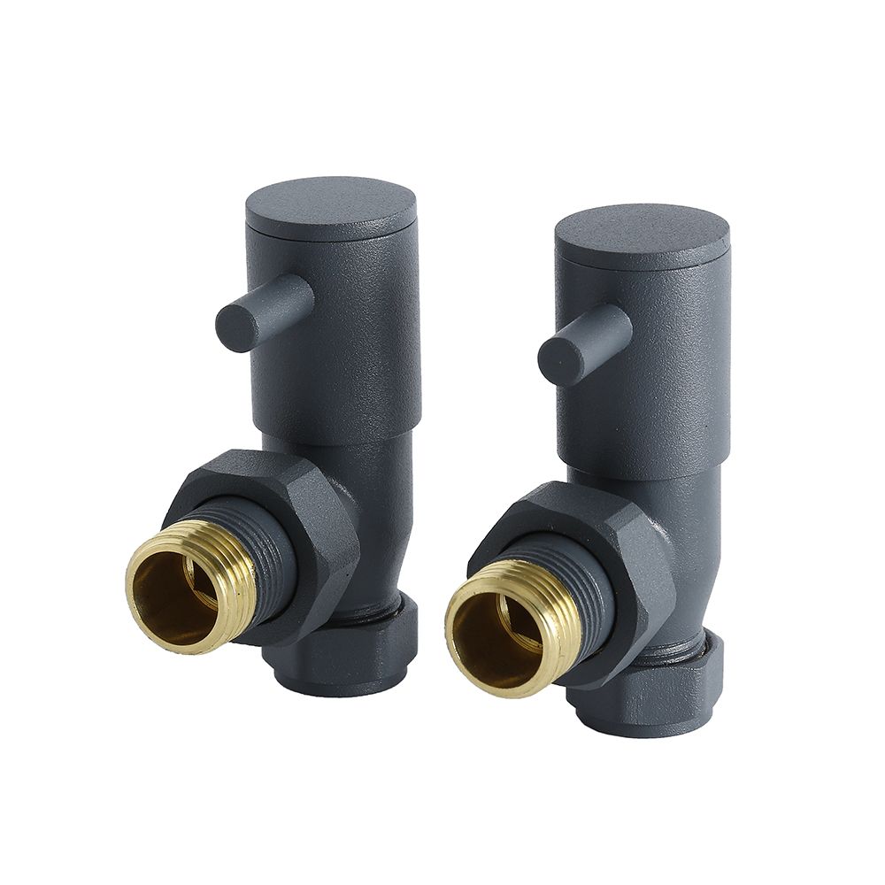 Par de Llaves Angulares Color Antracita para Radiador y Radiador Toallero para Tubos de Cobre de 15mm