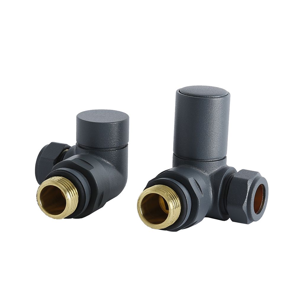 Par de Llaves de Esquina para Radiador con Acabado de Color Antracita Para Tubos de Cobre de 15mm