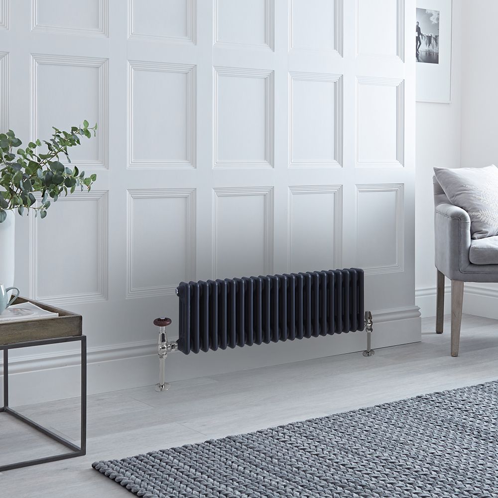Radiador Horizontal Antracita Tradicional con Columnas Triples - 300mm x 1010mm - Regent
