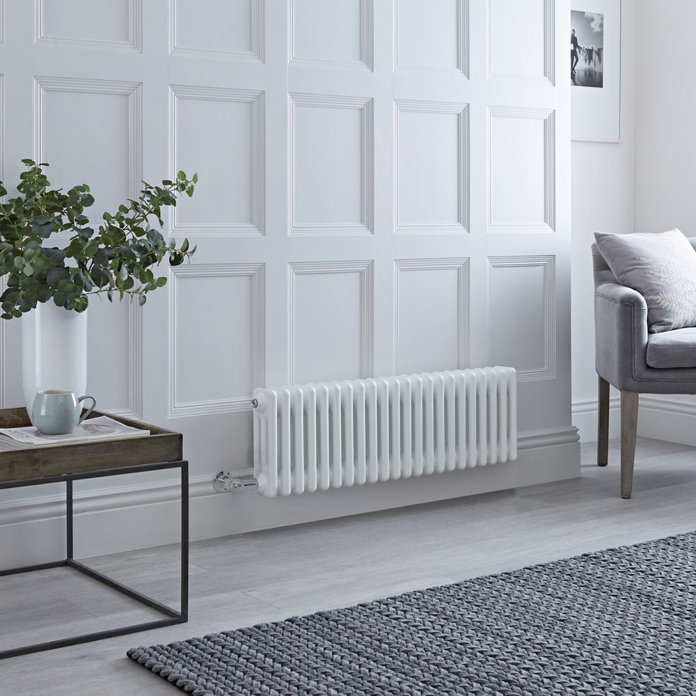 Radiador Eléctrico Tradicional Horizontal con Columnas Triples Blanco - 300mm x 1010mm - con Selección de Termostatos Wi-Fi  - Regent