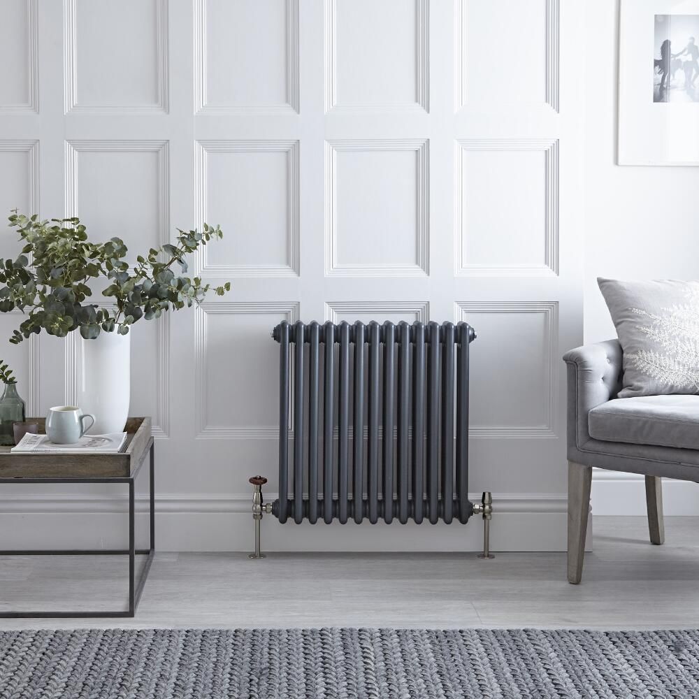 Radiador Horizontal Antracita Tradicional con Columnas Triples - 600mm x 605mm - Regent