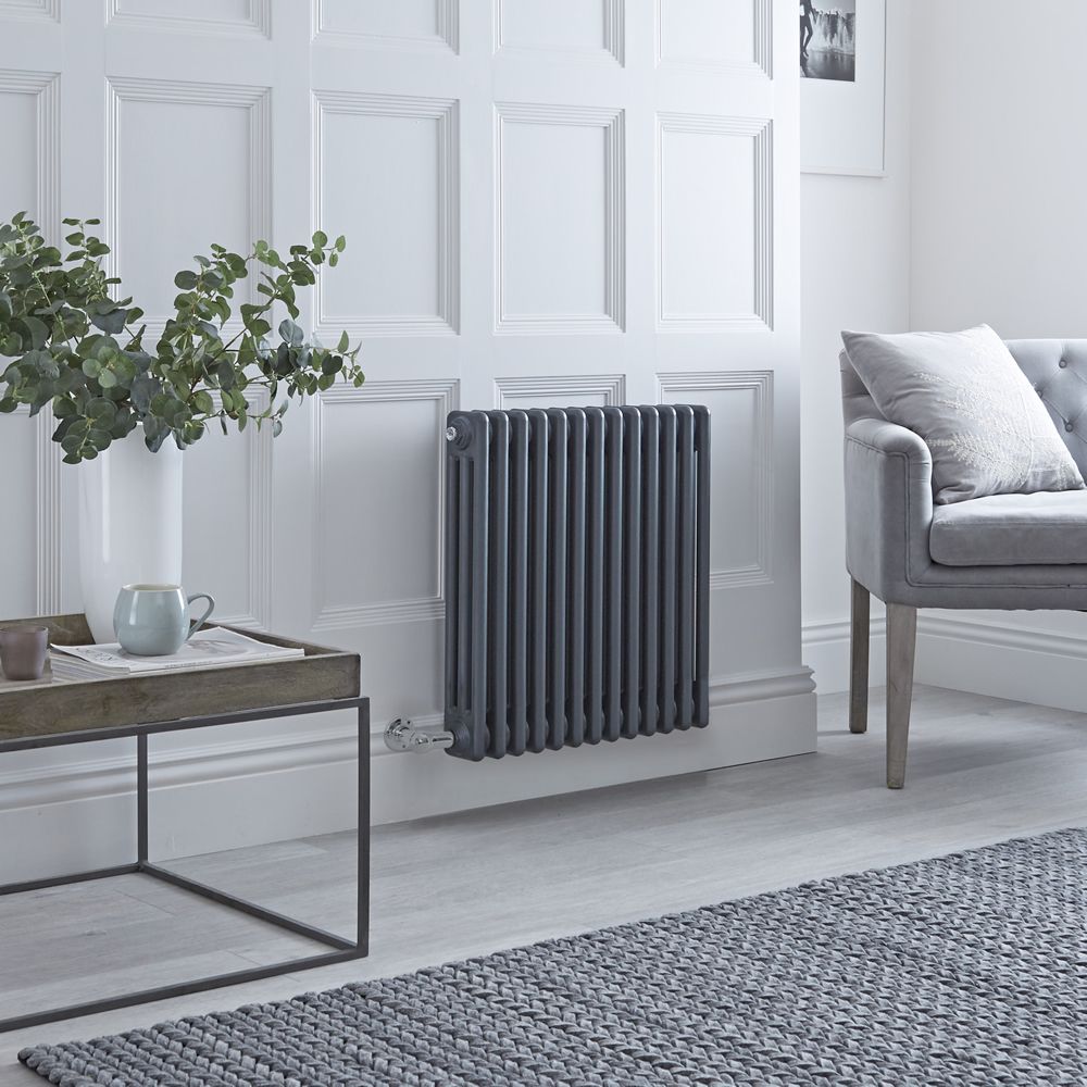 Radiador Eléctrico Tradicional Horizontal con Columnas Triples de Color Antracita - 600mm x 605mm - con Selección de Termostatos Wi-Fi  - Regent