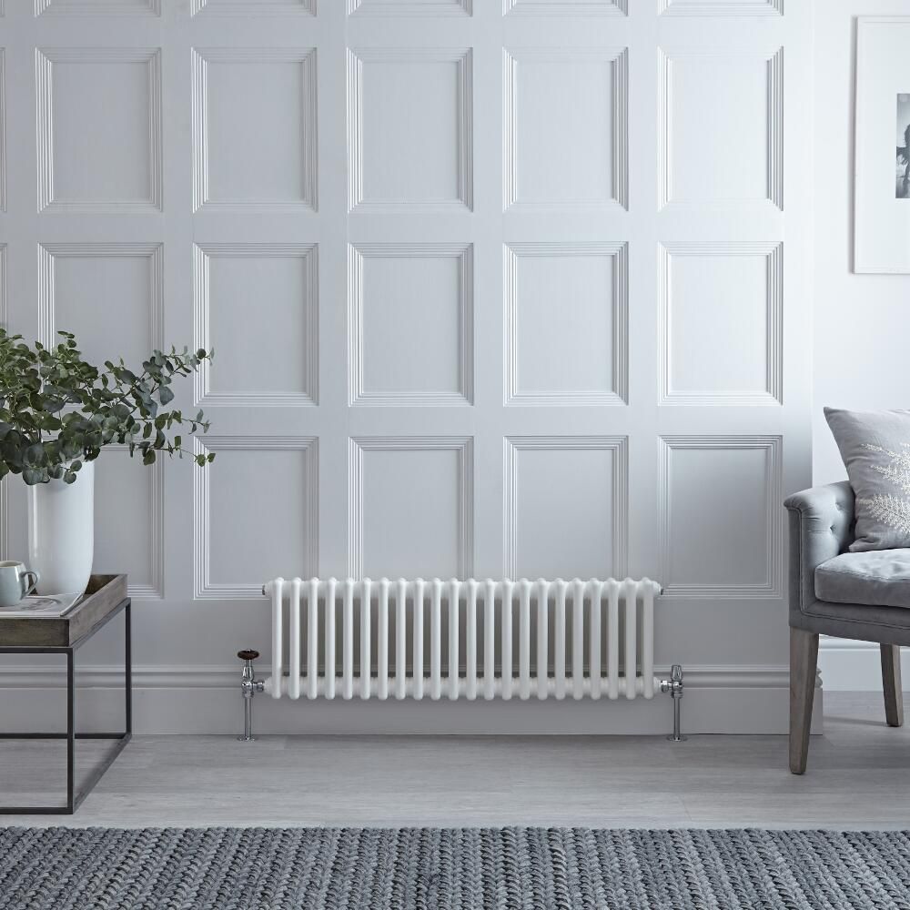 Radiador de Diseño Horizontal Doble Tradicional - Blanco - 300mm x 1010mm x 68mm - Regent
