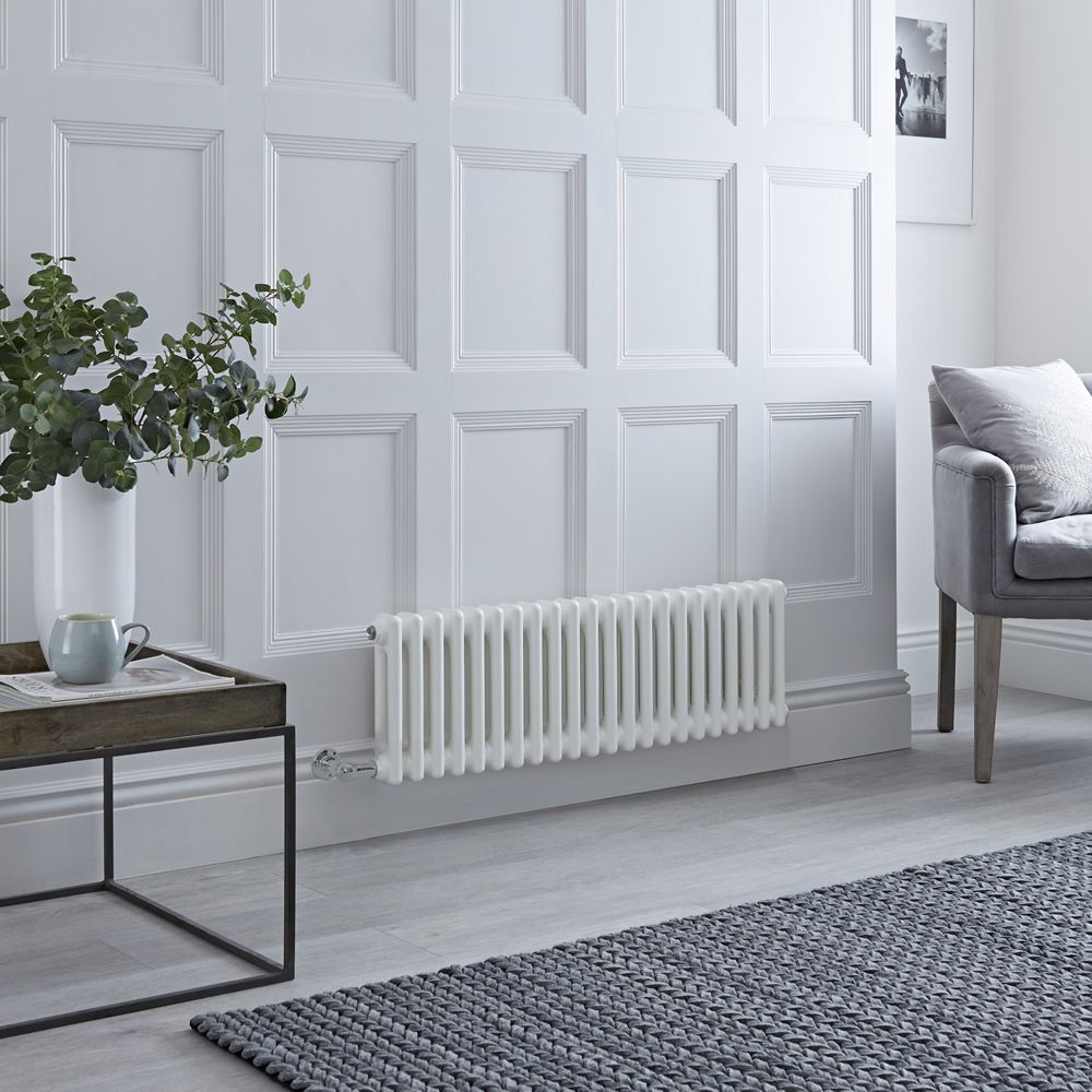 Radiador Eléctrico Tradicional Horizontal con Columnas Dobles Blanco - 300mm x 1010mm - con Selección de Termostatos Wi-Fi  - Regent