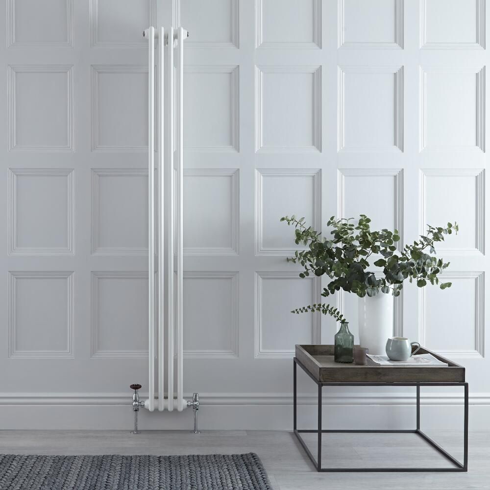 Radiador de Diseño Vertical Doble Tradicional - Blanco - 1800mm x 200mm x 68mm - Regent