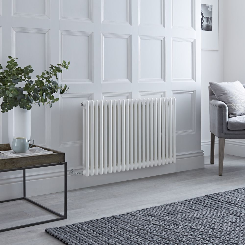 Radiador Eléctrico Tradicional Horizontal con Columnas Dobles Blanco - 600mm x 10100mm - con Selección de Termostatos Wi-Fi  - Regent