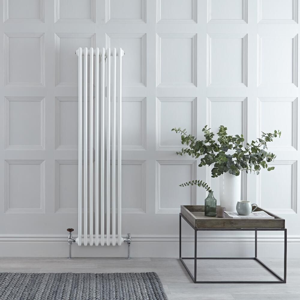Radiador de Diseño Vertical Doble Tradicional - Blanco - 1500mm x 380mm x 62mm - 1096 Vatios - Regent