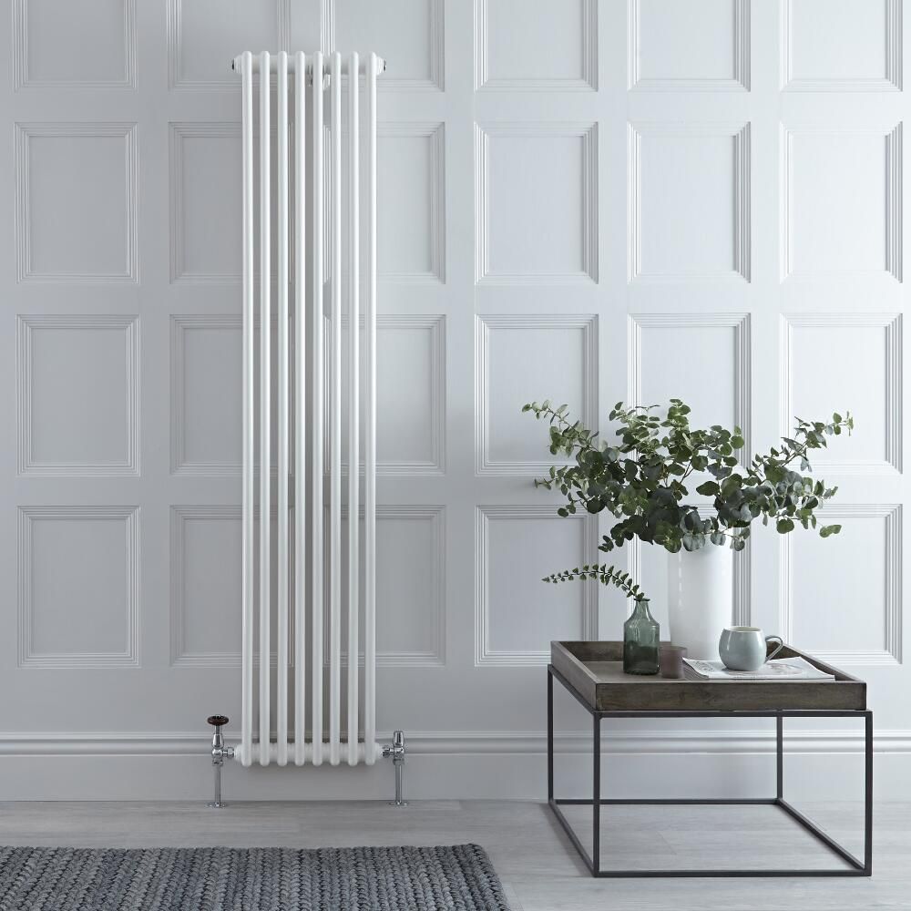 Radiador de Diseño Vertical Doble Tradicional - Blanco - 1800mm x 380mm x 68mm - Regent