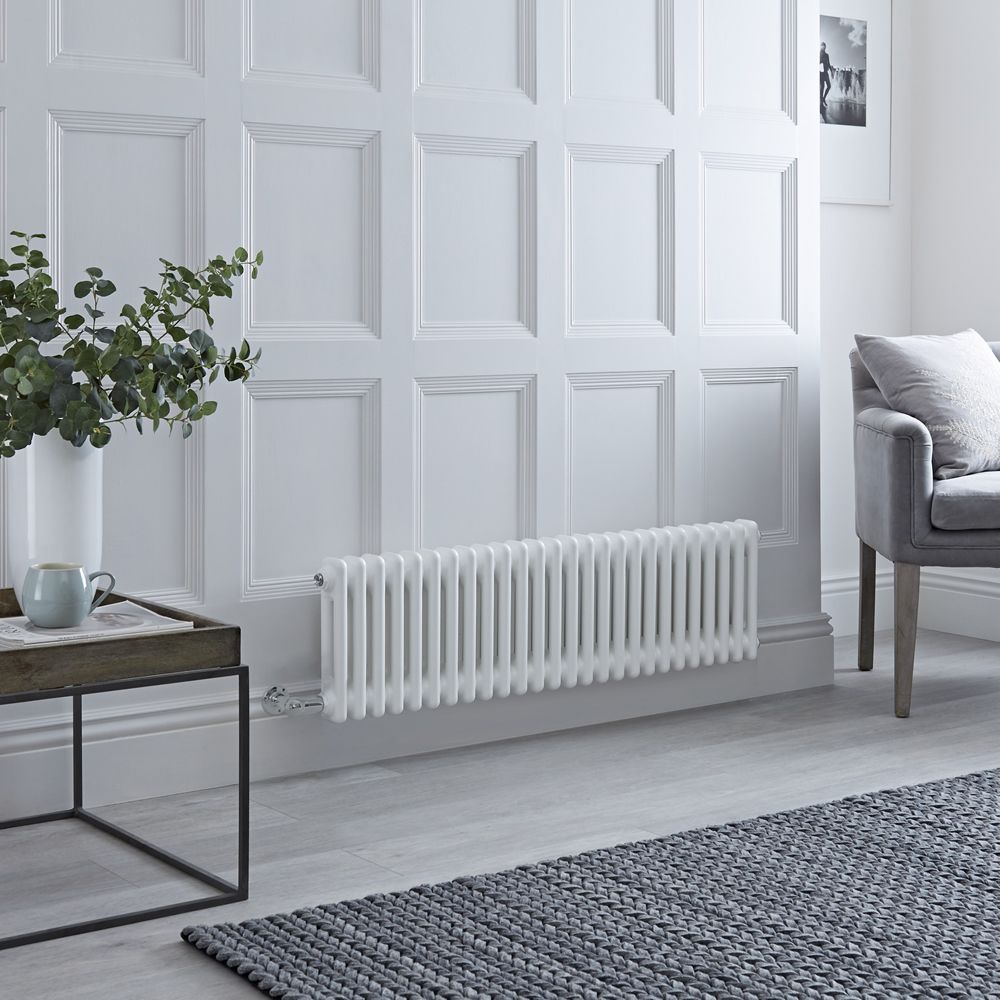 Radiador Eléctrico Tradicional Horizontal con Columnas Dobles Blanco - 300mm x 1190mm - Disponible con Distintos Termostatos WiFi - Regent