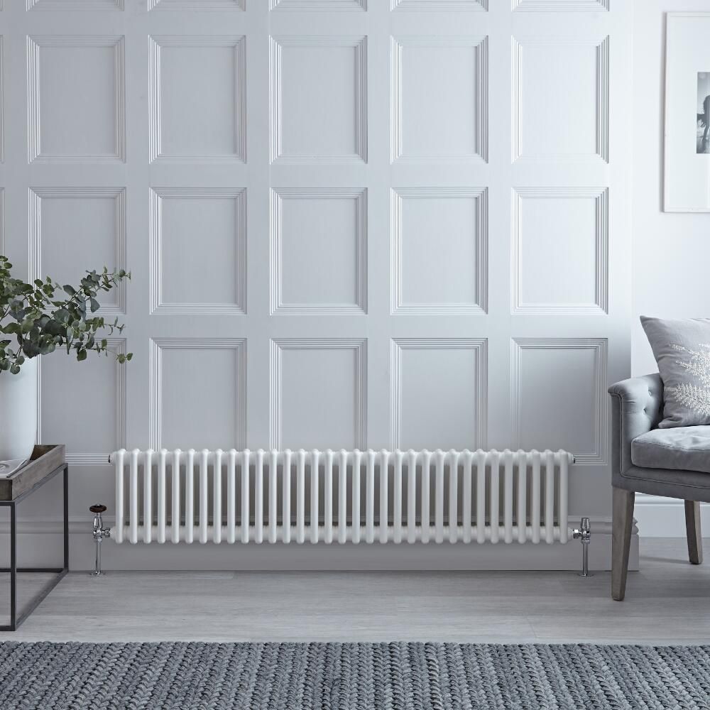 Radiador de Diseño Horizontal Doble Tradicional - Blanco - 300mm x 1505mm x 68mm - Regent