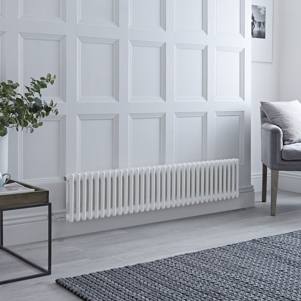 Radiador Eléctrico Tradicional Horizontal con Columnas Dobles Blanco - 300mm x 1505mm - Disponible con Distintos Termostatos WiFi - Regent
