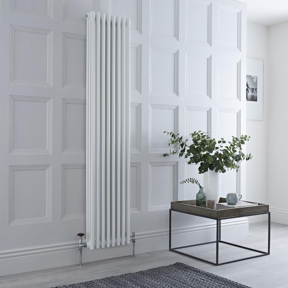 Radiador de Diseño Vertical Triple Tradicional - Blanco - 1800mm x 380mm x 100mm - Regent