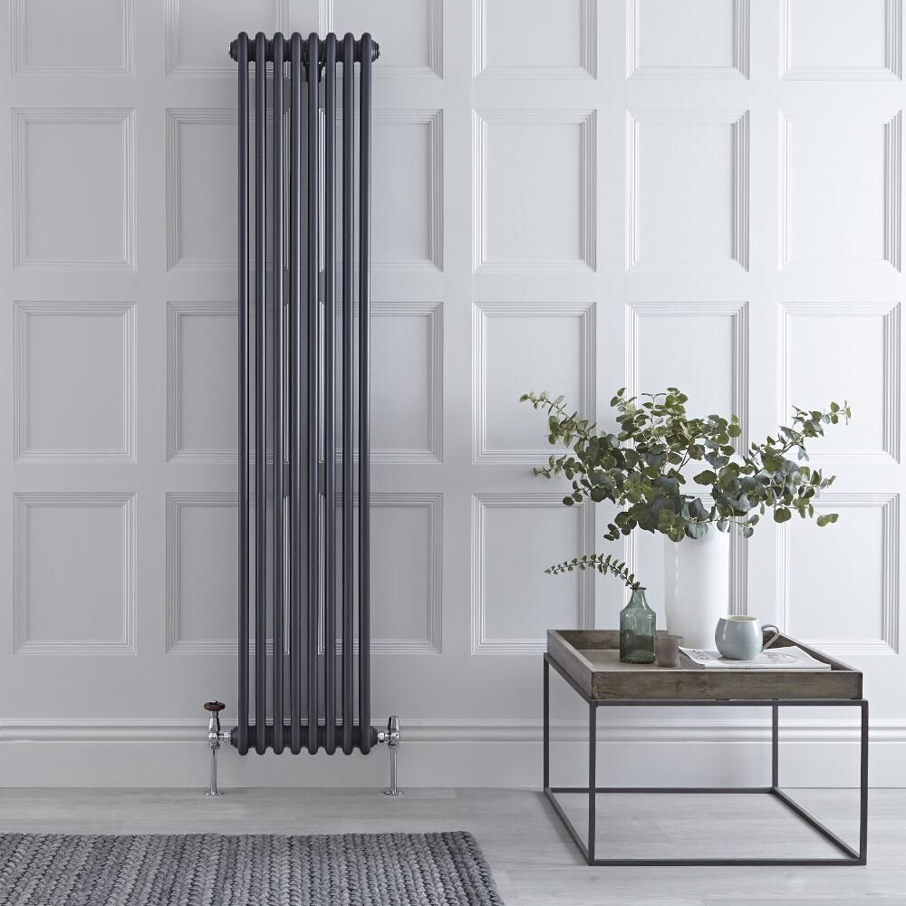 Radiador de Diseño Vertical Triple Tradicional - Antracita - 1800mm x 380mm x 100mm - Regent