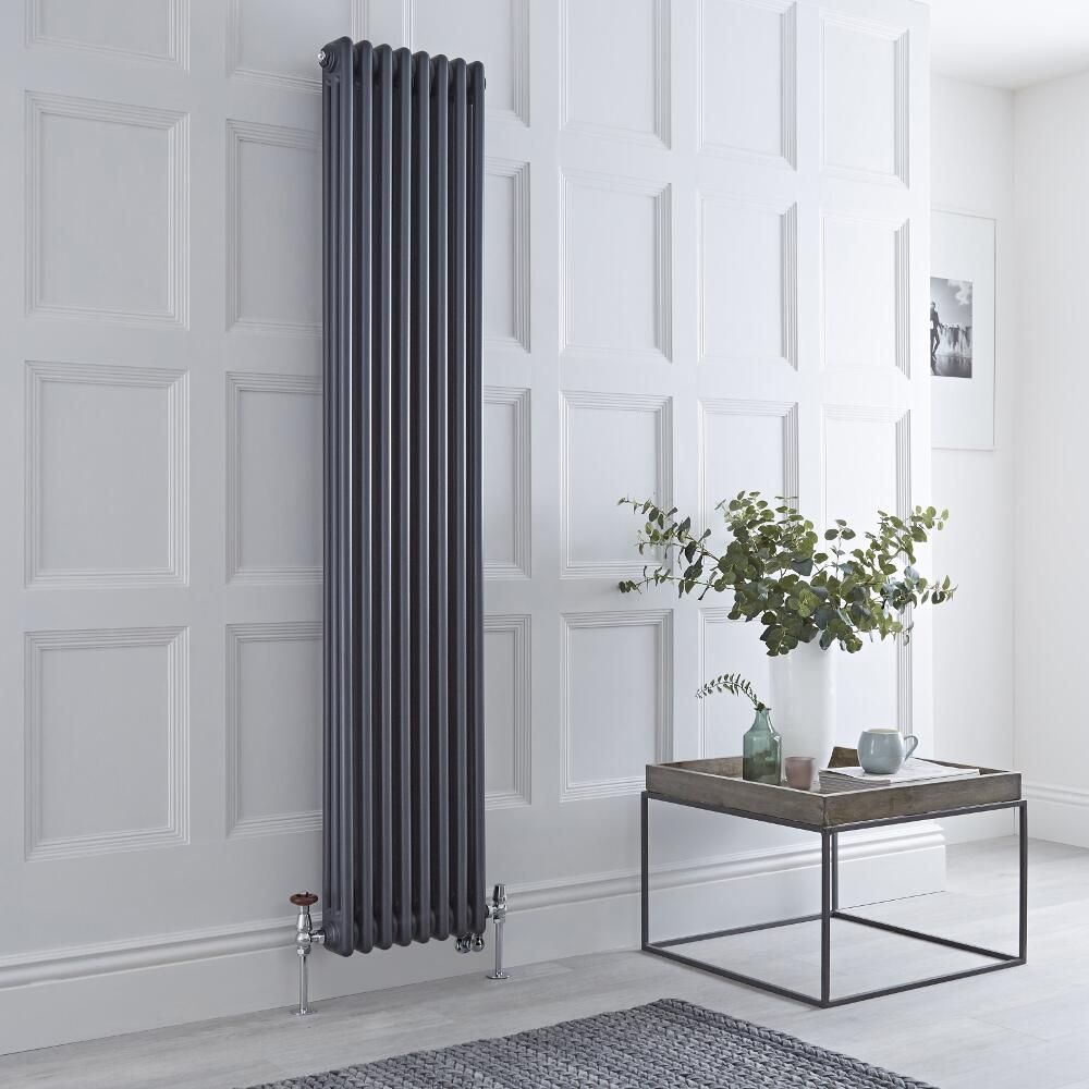 Radiador Tradicional Vertical Triple Mixto Regent - Antracita  - 1800mm x 380mm - Disponible con Opción WiFi