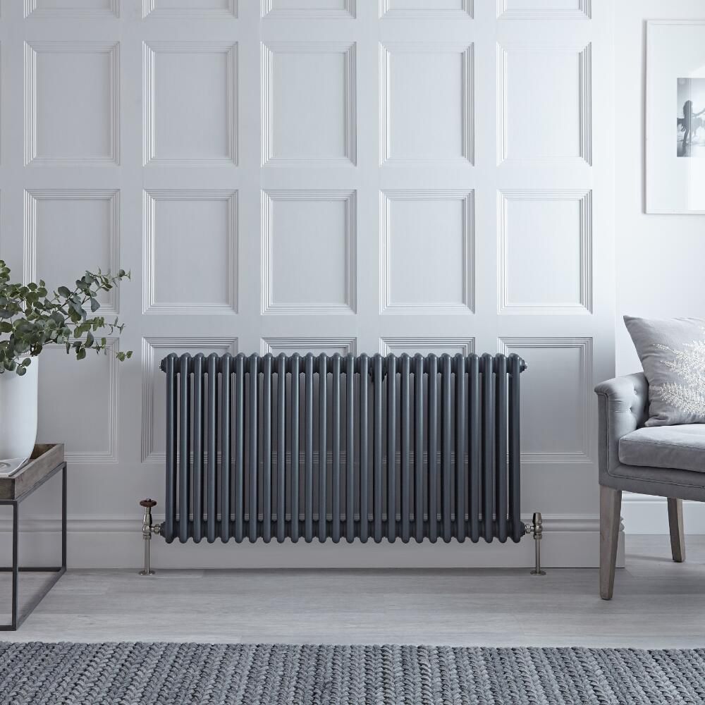 Radiador Horizontal Antracita Tradicional con Columnas Triples - 600mm x 1190mm - Regent