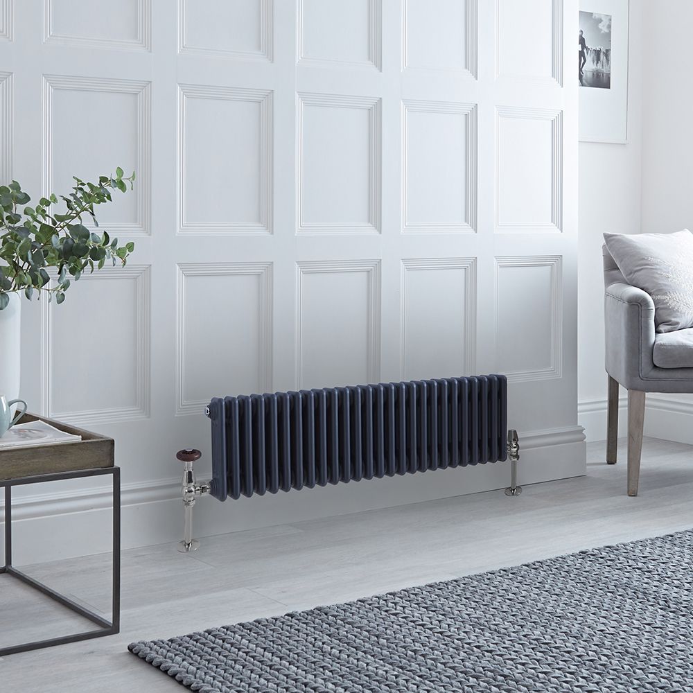 Radiador Horizontal Antracita Tradicional con Columnas Triples - 300mm x 1190mm - Regent